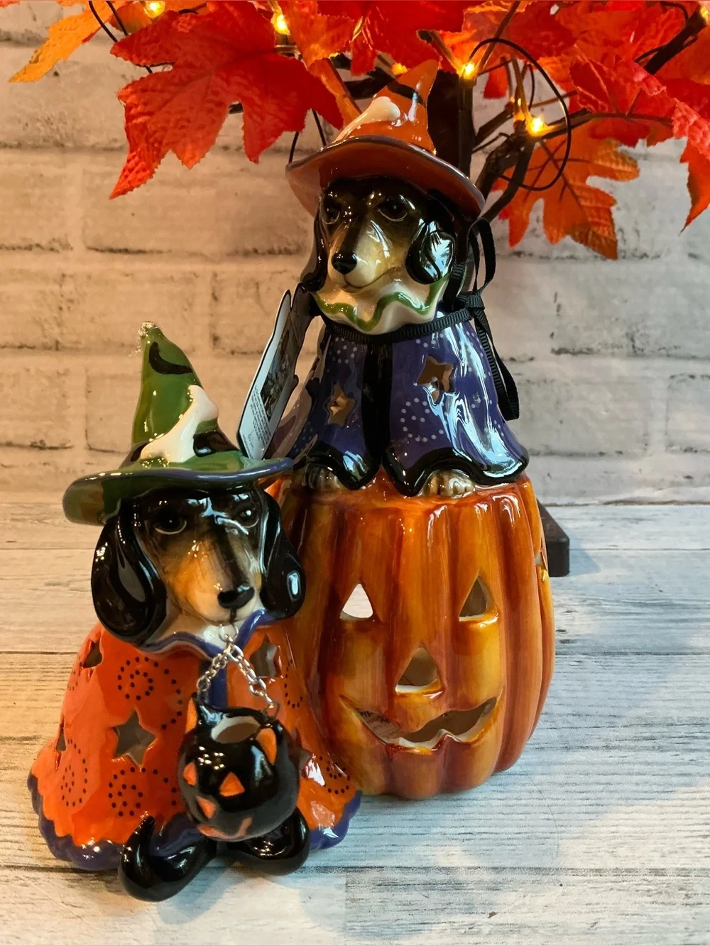 Blue Sky Clayworks Harry and Hermione Dachshunds Tealight Holder